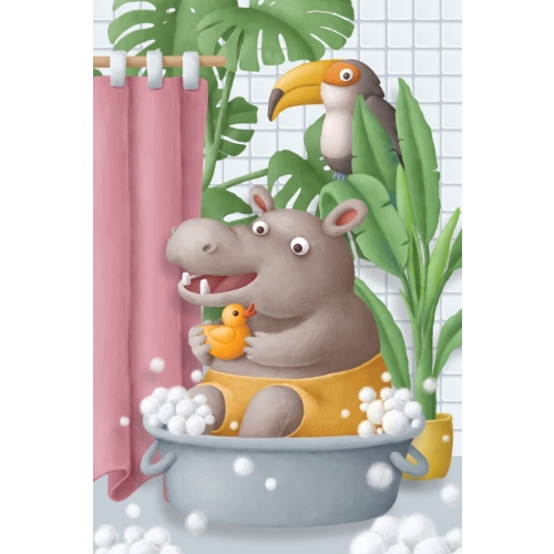 hippopotamus in the bath postcard