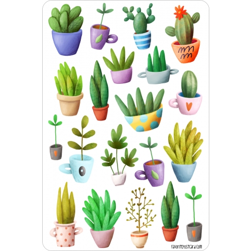 Sticker sheet #070: Plants in pots