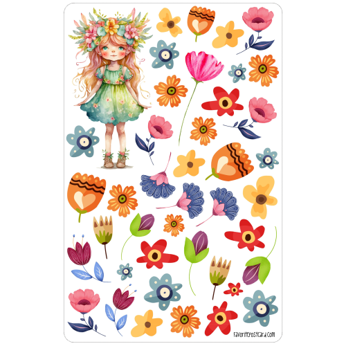 Sticker sheet #098: Colorful flowers