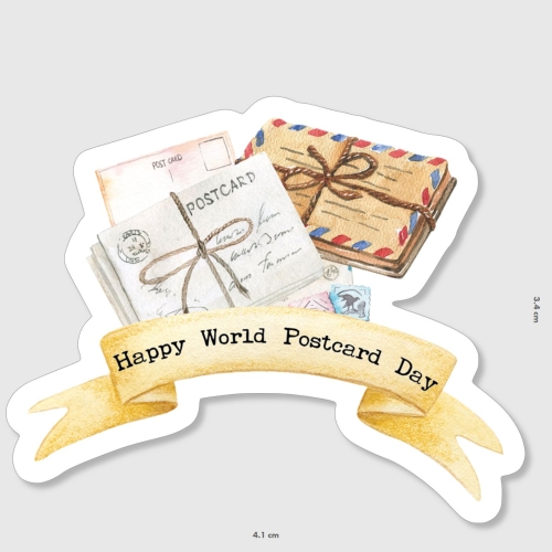 Vinyl sticker #034: Happy World Postcard Day!