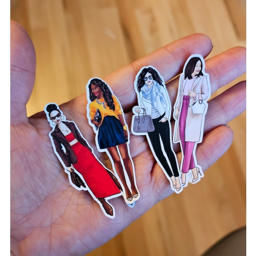 Die cut sticker set: fashion girls