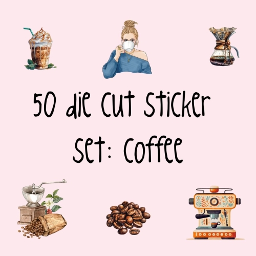 Die cut sticker set: coffee