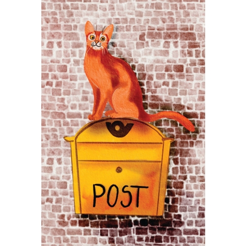 Cat and post postcard