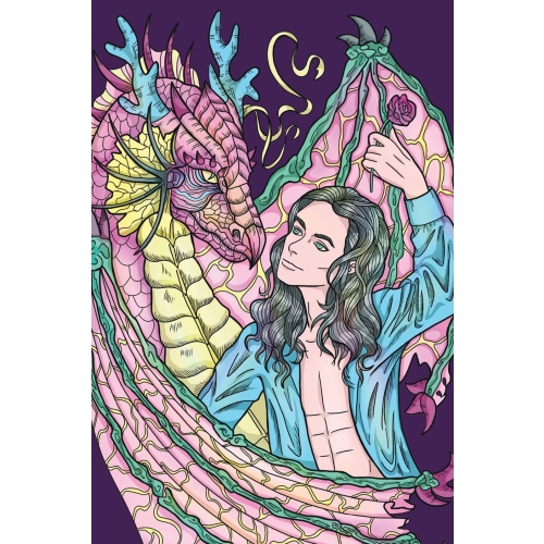 Dragon and man postcard | fantasy