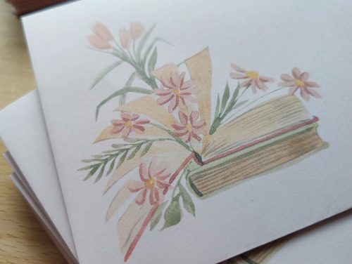 Envelope #014: book and flowers