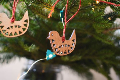Set of 8 Wooden Birds shape Christmas Tree Toys