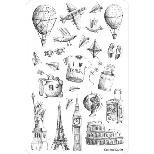 Sticker sheet #032: Travel sketches